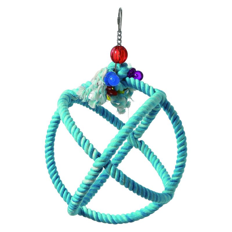 Jouet boule en corde bleu